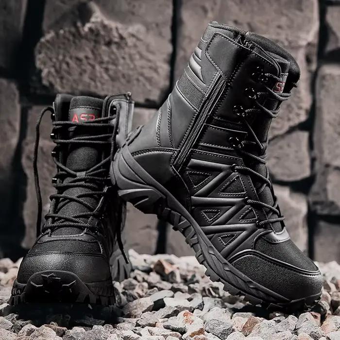 Bottes mi-mollet pour hommes, chaussures montantes tactiques du désert, bottes de moto de Style rétro, chaussures de randonnée en plein air, de Camping, bottines confortables