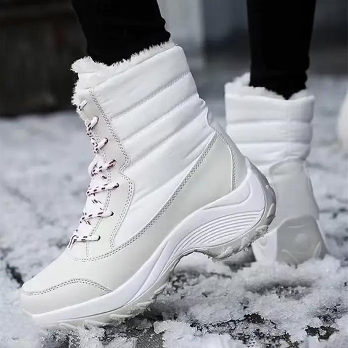 Bottines à talons imperméables pour femmes, bottines à plateforme Tren, garde au chaud, chaussures de neige en peluche, courtes d'extérieur, hiver 2023