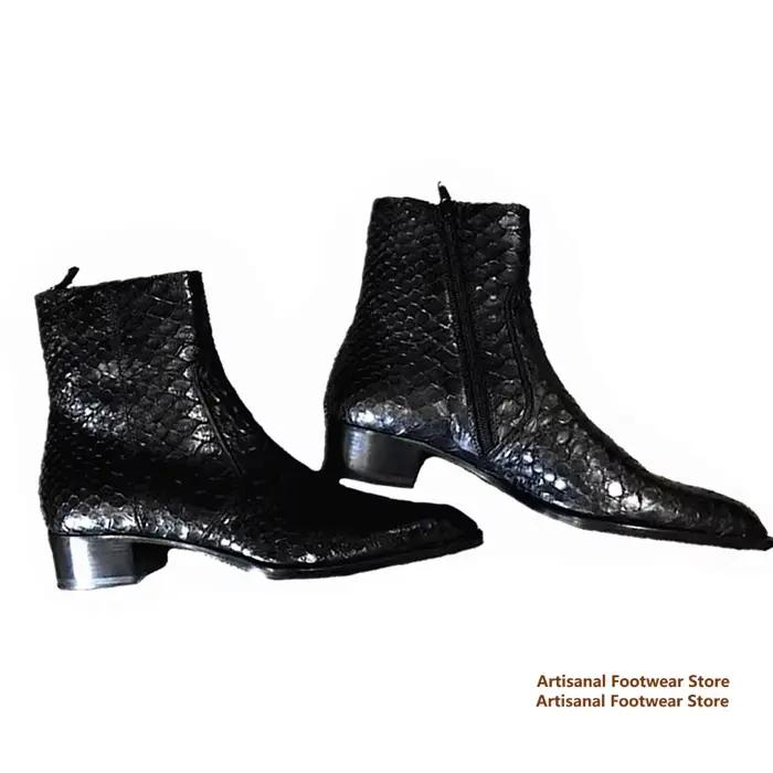 Bottes Chelsea à motif serpent pour hommes