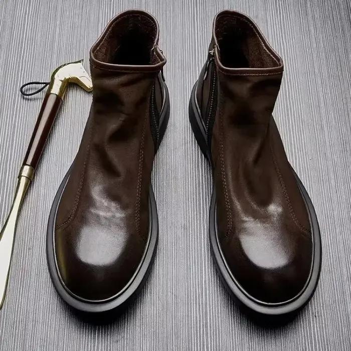Bottes rétro en cuir pour hommes