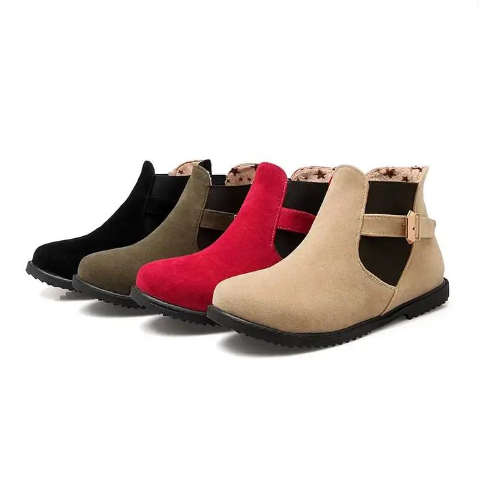 Bottes Rondes à Talons Compensés pour Femme, Chaussures Chaudes et Décontractées, à la Mode, de Grande Taille 34-52, Nouvelle Collection Hiver Printemps-Automne 502
