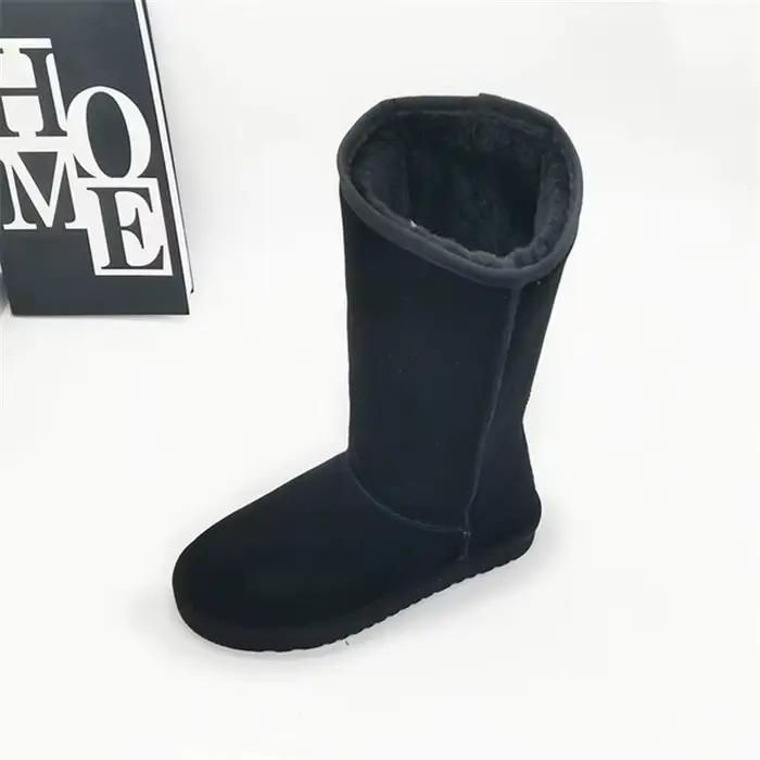 Bottes de neige hautes en cuir véritable pour femmes, chaussures en peluche, chaussures chaudes, optique, nouveauté, hiver, 2023