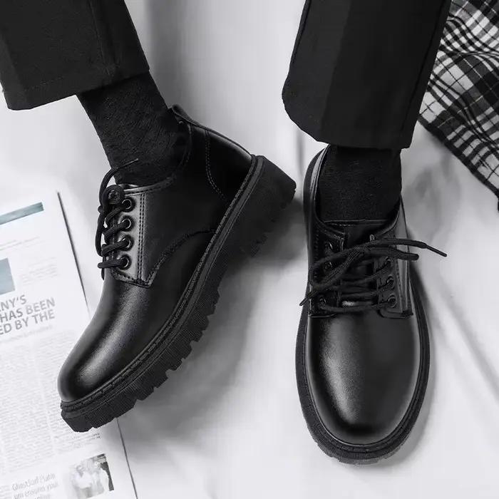 Chaussures décontractées en cuir noir pour hommes style business printemps automne confortables et durables