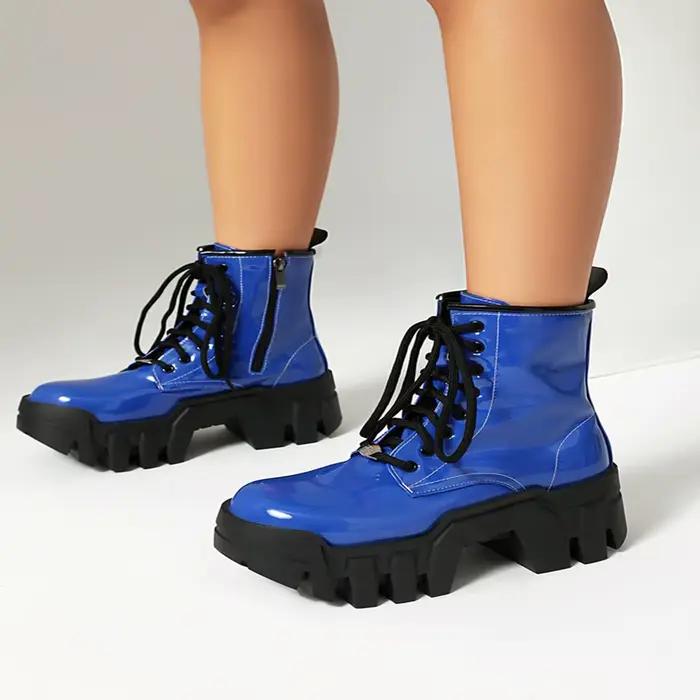 Bottines sexy et élégantes pour femme printemps automne mi-mollet talon carré à lacets croisés unité centrale caoutchouc polyvalentes pour travailler et sorties