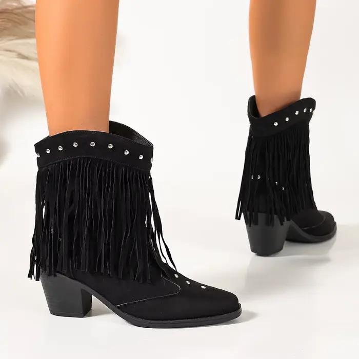 Bottines courtes noires pour femmes style coréen bout carré talon épais mi-mollets polyvalentes pour automne printemps et hiver occasions spéciales