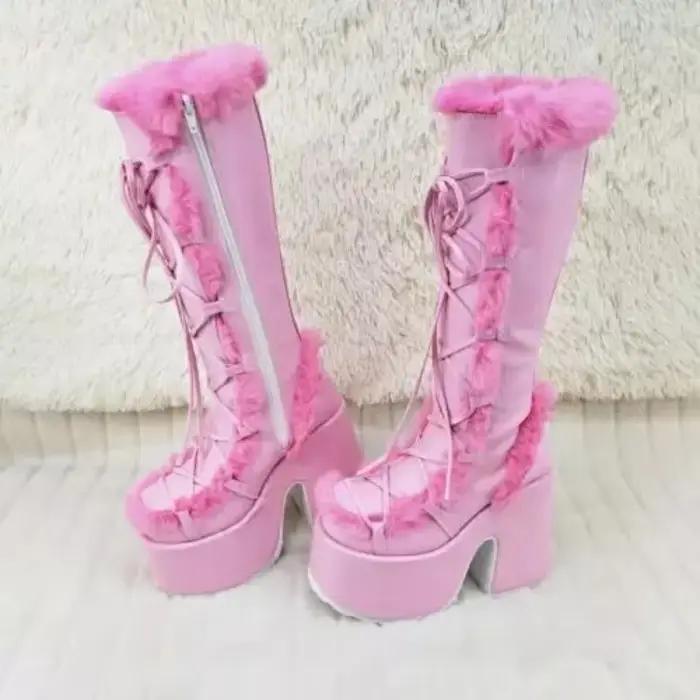 Bottes de neige à plateforme et talons hauts pour femme