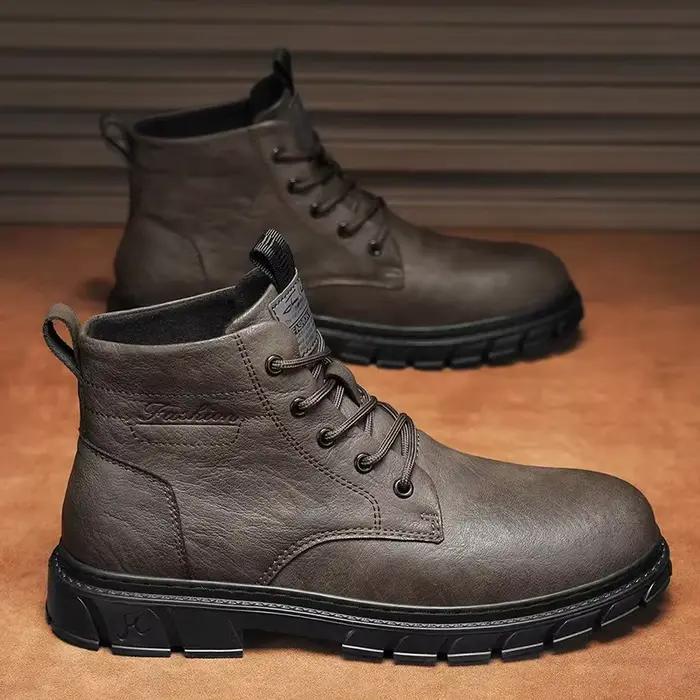 Bottines élégantes en cuir faites à la main pour homme - Idéal pour printemps automne - Tailles variées - Style concis - Occasions spéciales et quotidiennes