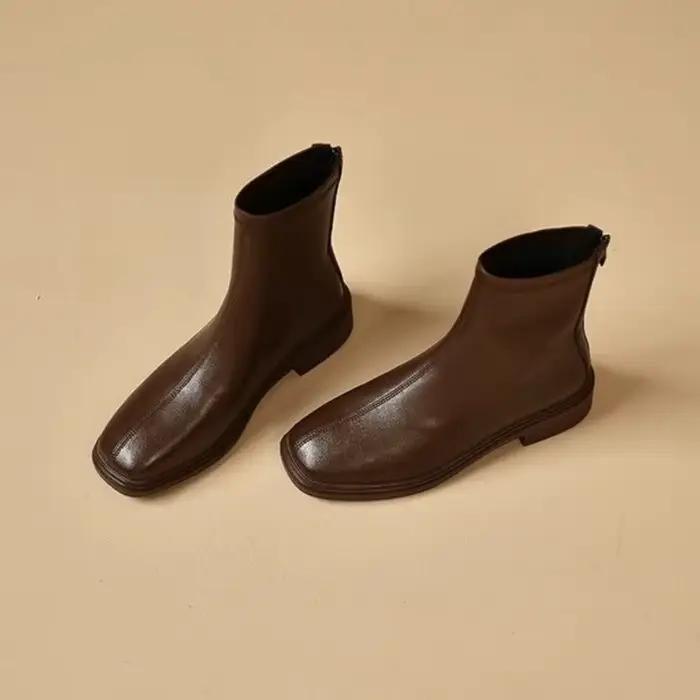 Bout carré élastique femmes bottines automne hiver doublé polaire femme chaussures courtes chaussons en cuir vente Goth tendance 2025 botte