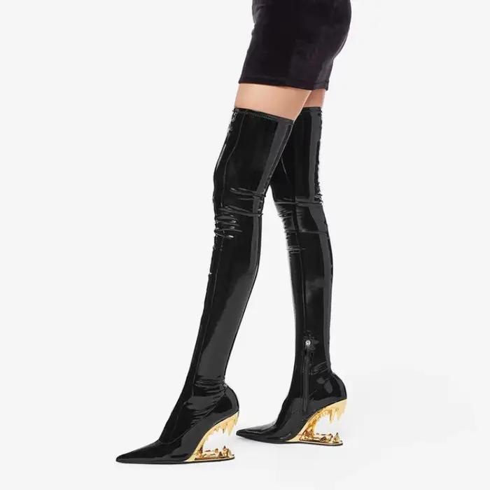 Bottes pointues à talons hauts en super fibre pour femmes