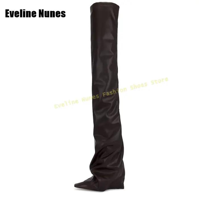 Bottes de défilé plissées à bout carré pour fille épicée, bottes au dessus du genou, grande taille, nouvelle collection automne-hiver 2025
