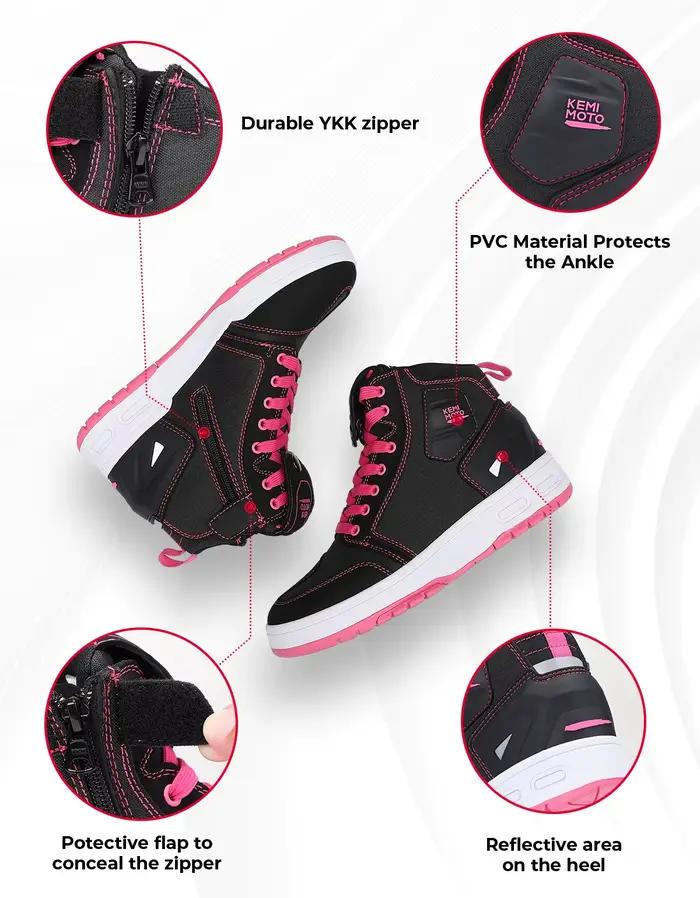 Bottes de moto respirantes et confortables pour femmes, haute protection des orteils, parfaites pour les déplacements quotidiens et les activités outdoor