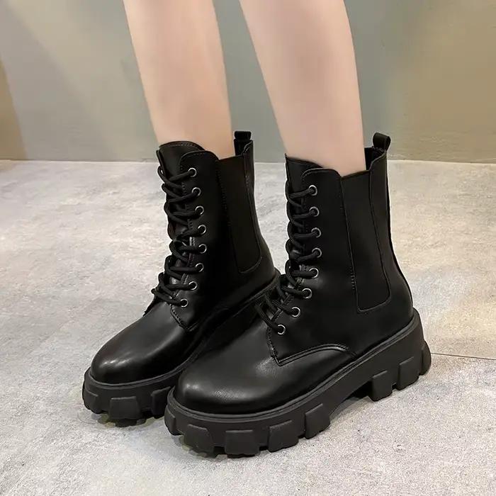 2025 nouvelle mode semelle épaisse talon épais bottes pour femmes grande taille chaussures