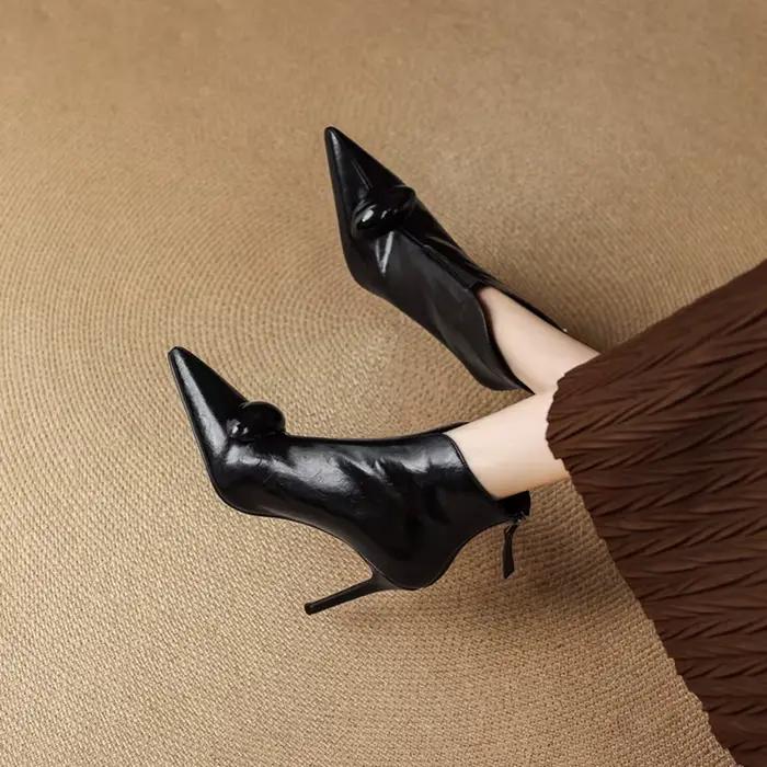Bottines d'automne en cuir véritable pour femmes