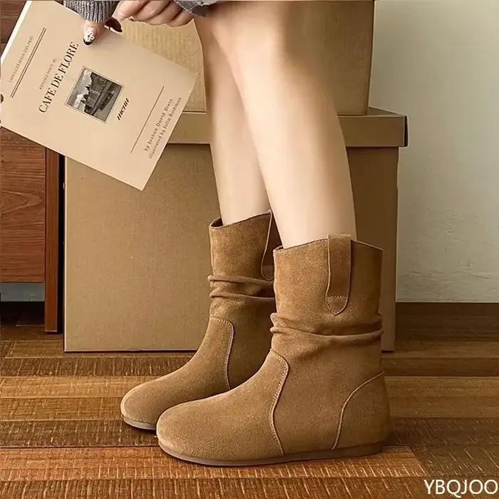 Bottes montantes décontractées et confortables pour femmes, chaussures de travail respirantes, tendance, polyvalentes, antidérapantes, nouvelle collection automne