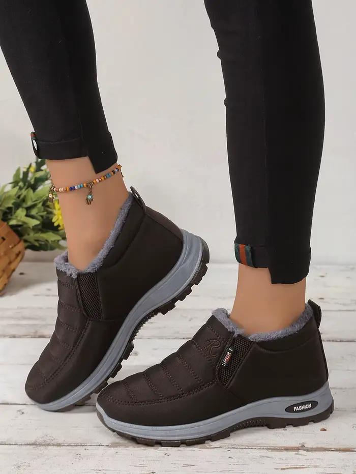 Bottes de neige chaudes pour femmes, doublées de polaire, plateforme de 4cm, imperméables, antidérapantes, pour l'extérieur, décontractées, pour la marche, bottines courtes