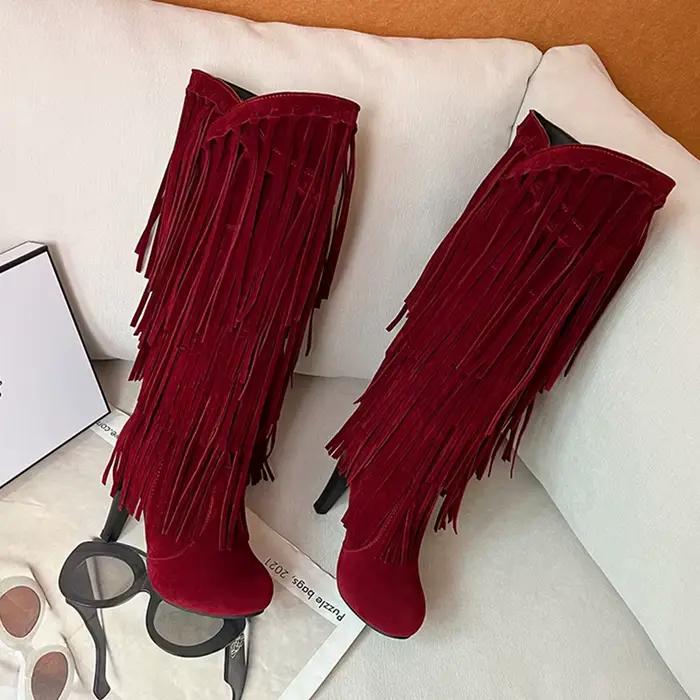 Bottes de princesse à talons hauts et col en V pour femmes