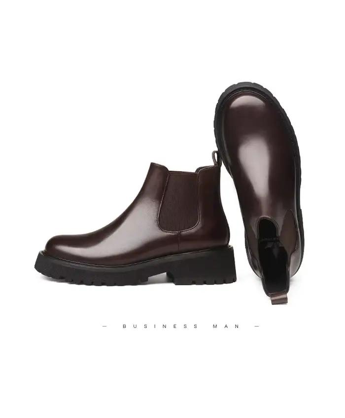 Bottines Chelsea, plateforme en cuir pour hommes