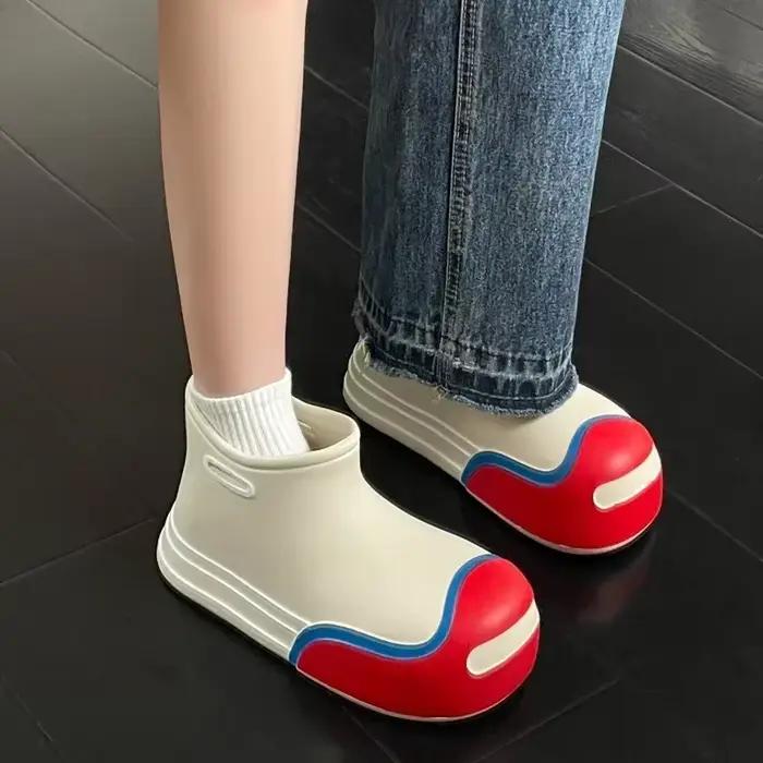 Nouvelles bottes de pluie Kawaii pour femmes, chaussures en EVA imperméables, bottes de pluie mignonnes pour enfants, confortables pour le jardin, le travail et les occasions spéciales