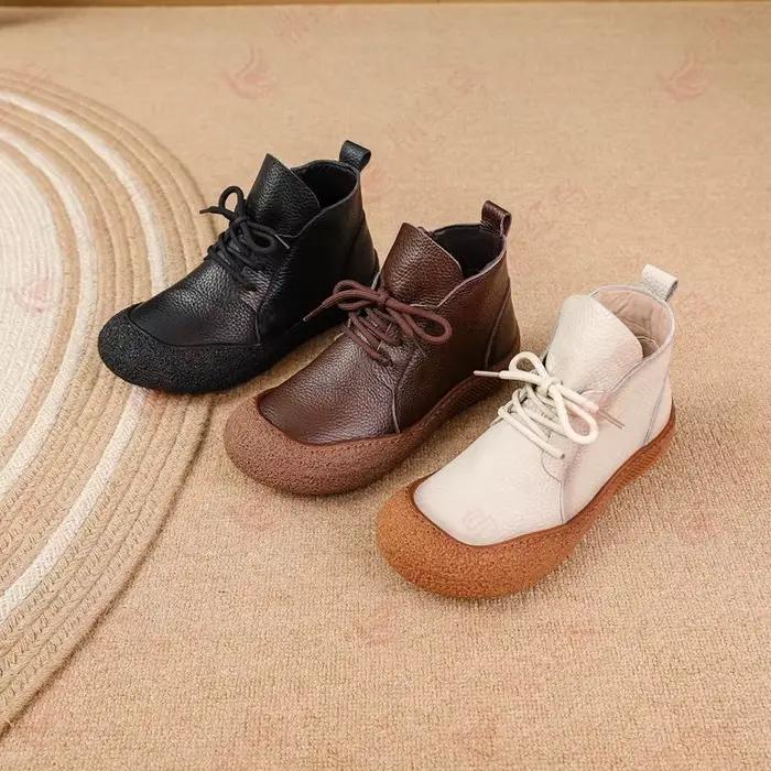 Bottes en cuir véritable pour femmes