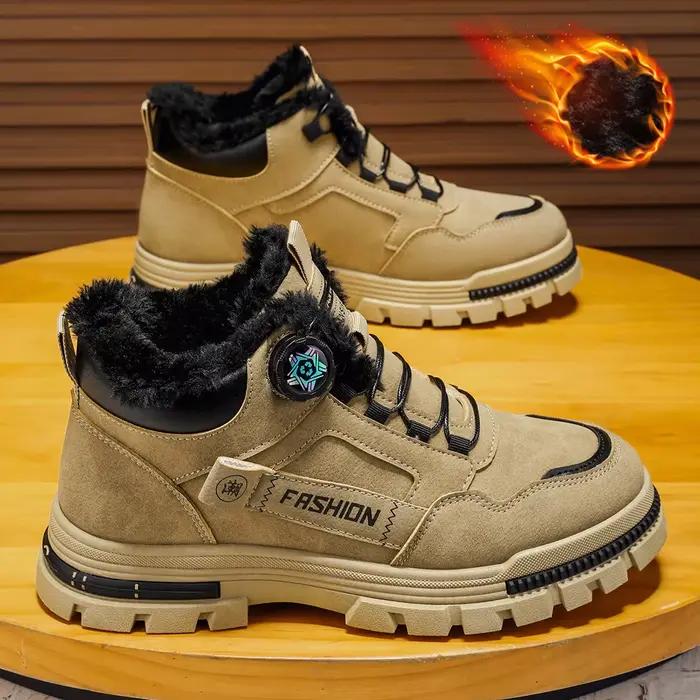 Bottes de neige d'hiver pour hommes, doublure polaire épaisse, chaussures chaudes d'extérieur pour les sports de neige