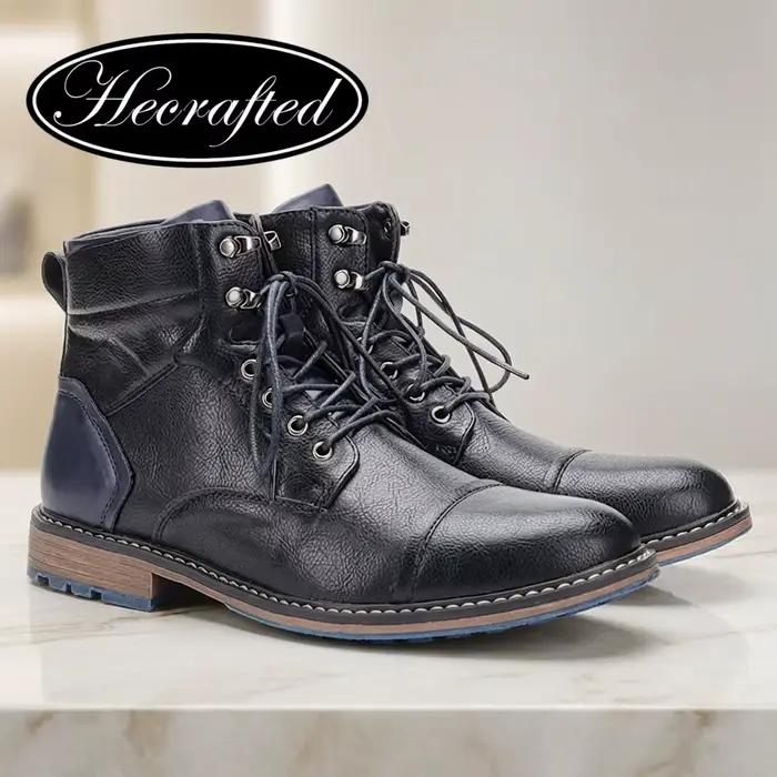 Bottes en cuir collé et synthétique pour homme, bout rond, talon bas, style concis, printemps/automne, occasionnellement étanches, confortables et élégantes à offrir