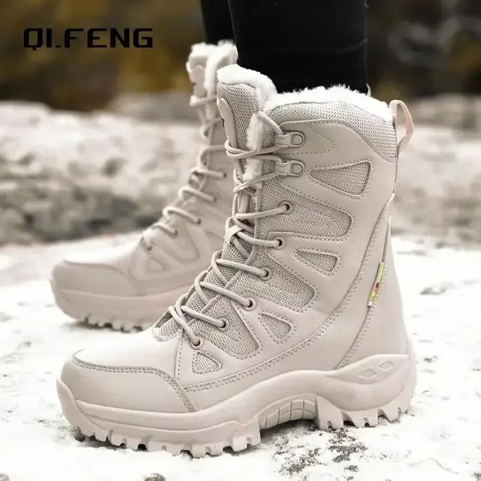 Nouvelles chaussures montantes pour hommes bottes d'hiver imperméables bottes de neige chaudes en peluche hommes à lacets décontracté anti-dérapant chaussures à la cheville 36-46