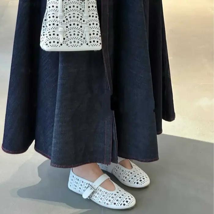 Chaussures plates Mary Jane en résille tendance pour femme, à talon bas, bout rond, semelle extérieure en caoutchouc, respirantes et faciles à enfiler