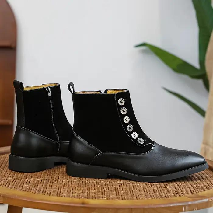 Original automne hiver hommes Chelsea bottes côté fermeture éclair boucle rétro Gentleman affaires chaussures en cuir décontractées bottines classiques