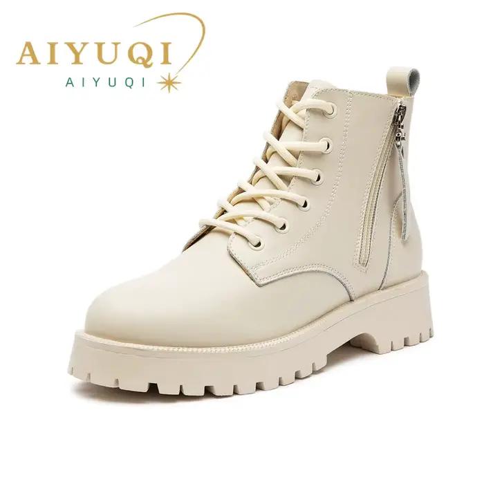 Bottines en cuir véritable pour femmes