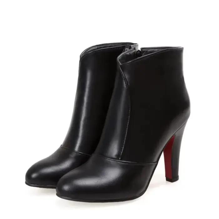 Botas De Mujer bout rond bottines femmes Simple mode noir talons hauts fête mariage bottes courtes plus grande taille 52 53 54 622-5