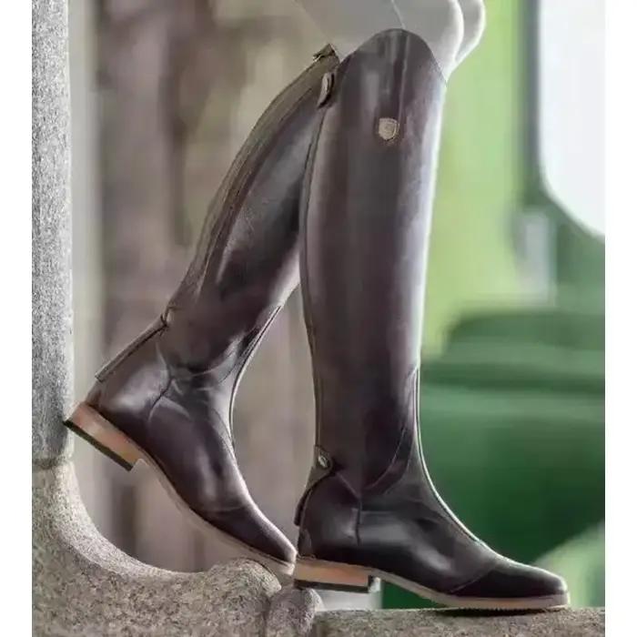 Bottes d'équitation hautes 2026 en cuir pour cavalier, bottes longues équestres à tige large, style médiéval, pour 99CXL