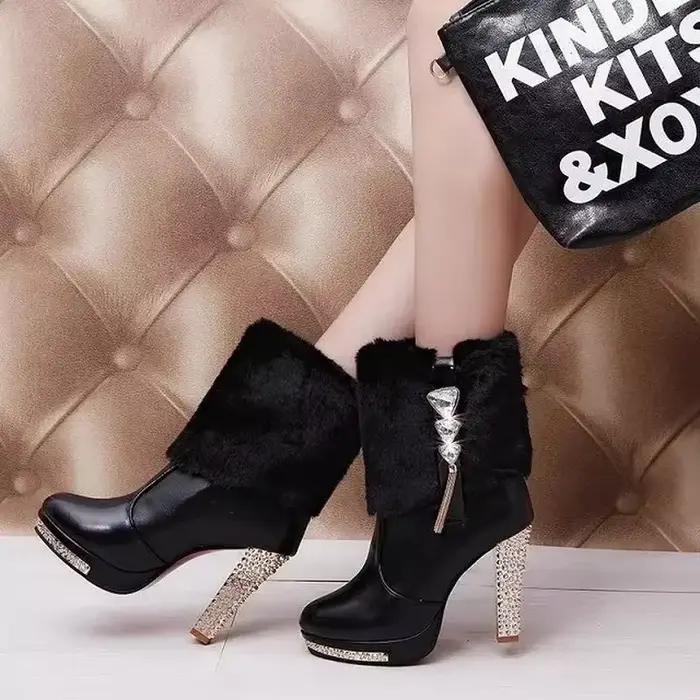 Bottes à plateforme imperméables pour femmes, talon haut, biscuits, chaussures pliantes, rinçage, mode, hiver, nouveau