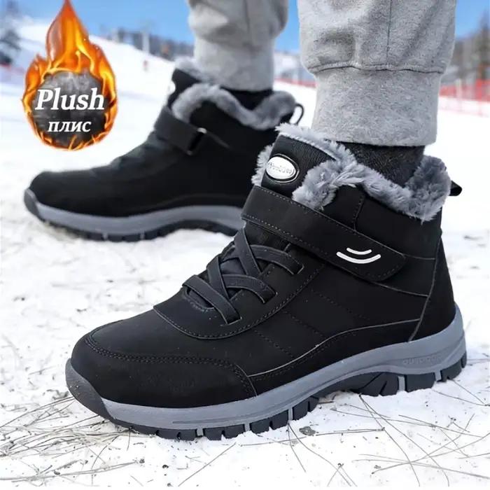 Bottes de neige DTQG en cuir artificiel pour homme, bottes de neige de combat, bottes de randonnée, bottes de moto, chaussures d'hiver décontractées et antidérapantes