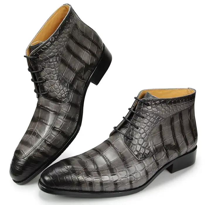 Bottes de luxe en cuir véritable pour hommes