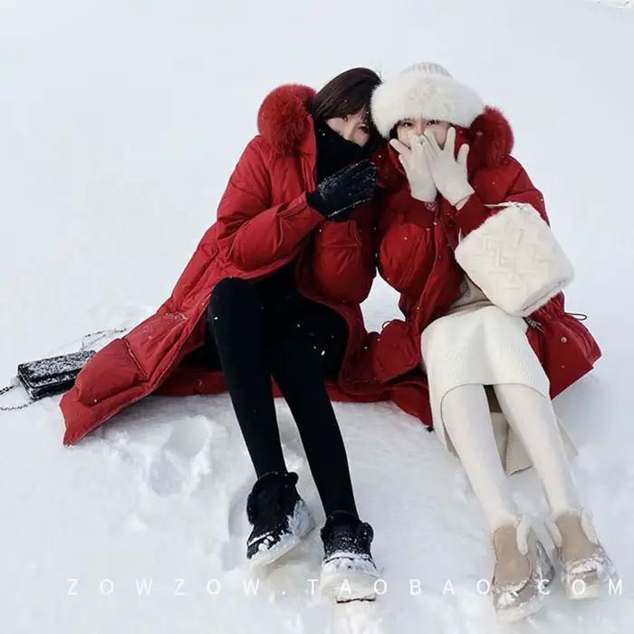 Bottes de neige en cuir pour femmes bottines montantes 2025 hiver nouveau Style avec polaire chaussures de laine de luxe