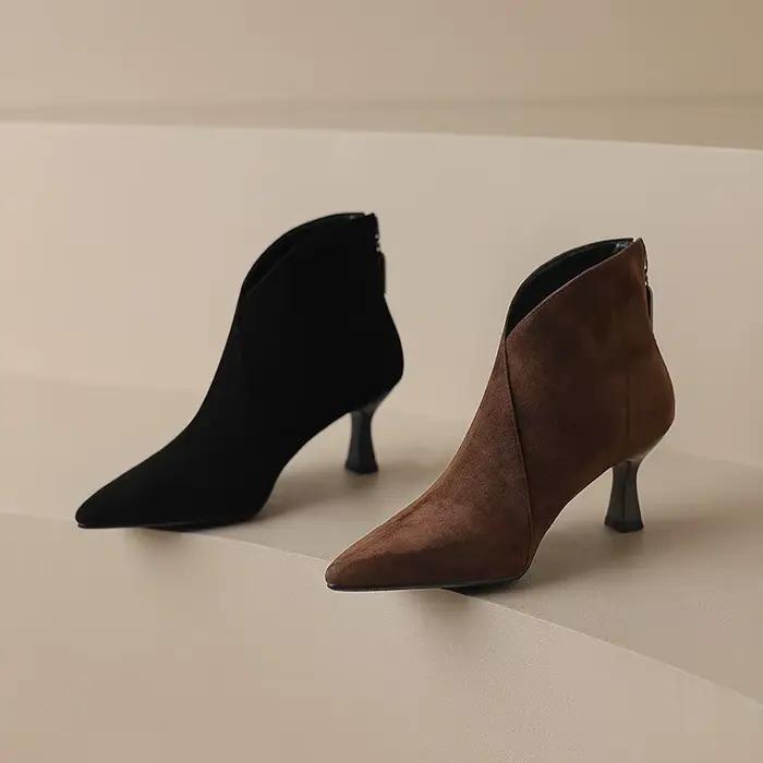 Bottines Vintage à bout pointu pour femmes
