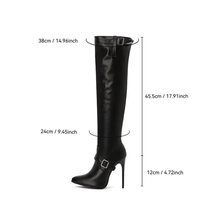 Bottes longues sexy en cuir PU pour femme