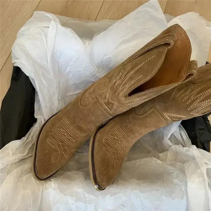 Bottes western brodées de fleurs pour femmes