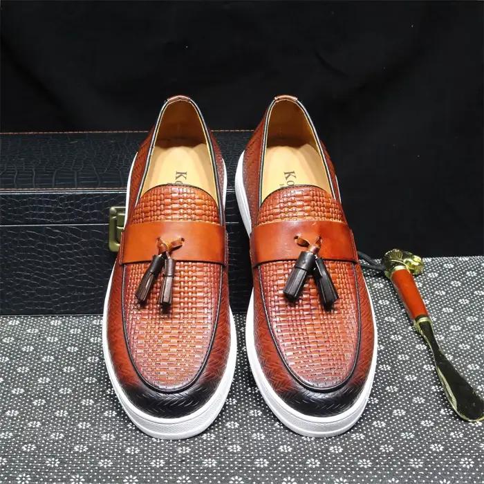 Mocassins à semelle plate en cuir véritable pour hommes, mocassins à enfiler, noir et marron, chaussures de conduite décontractées, chaussures de rencontre, irritation y