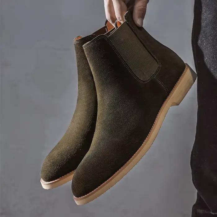 Mode jaune Chelsea bottes hommes pointu confortable robe