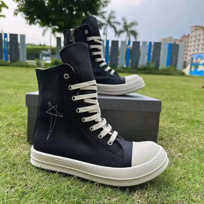 Ro Design classique botte en toile noire chaussure haute hommes chaussures décontractées de luxe fermeture éclair femmes Sneaker s bottines baskets
