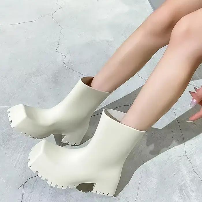 Bottes de rinçage en cuir PU souple pour femmes