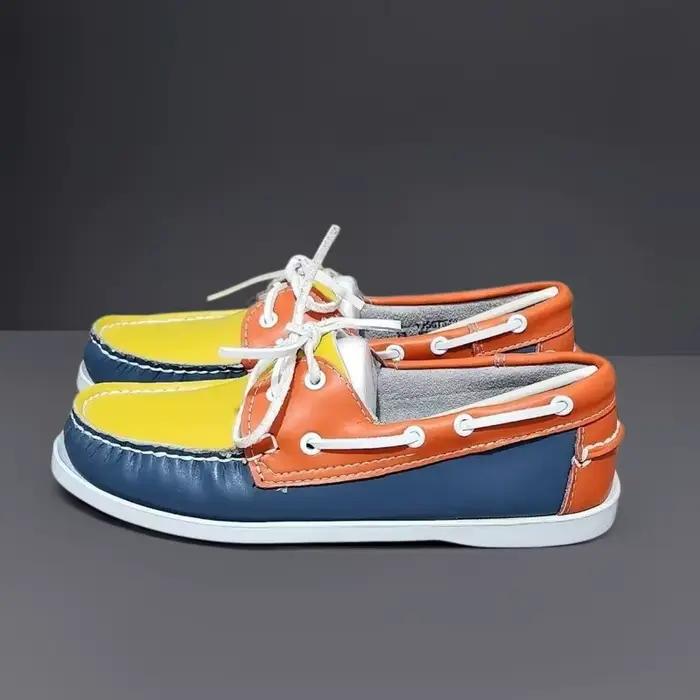 Chaussures bateau pour hommes en cuir véritable cousues main pour hommes printemps automne décontractées occassions spéciales cadeaux