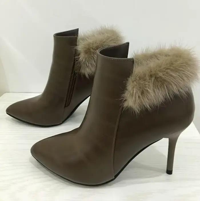 Dousin party – bottes en fourrure à bout pointu pour femme