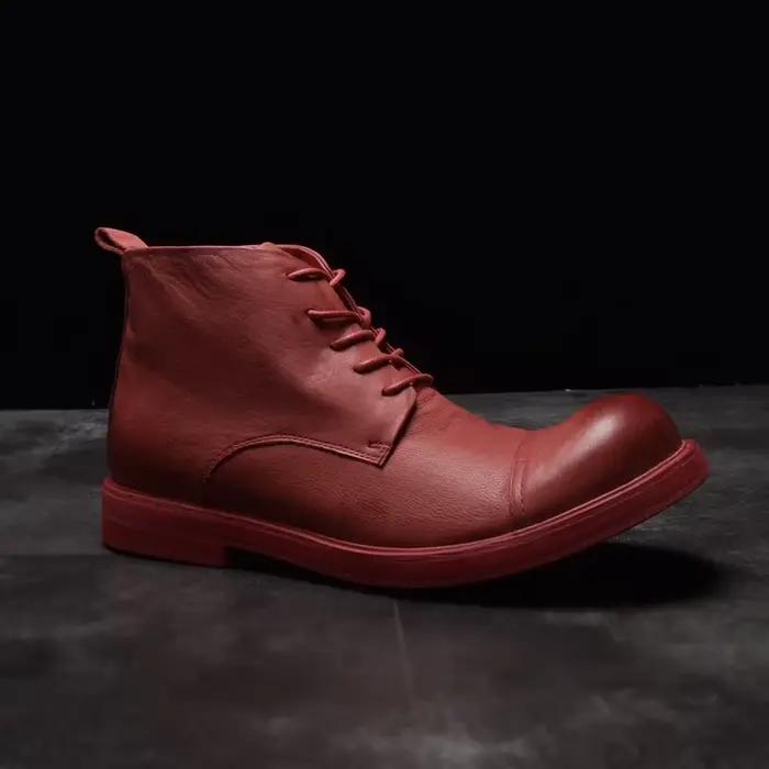 Bottines en cuir véritable pour hommes, bottes de neige chaudes à enfiler en fourrure naturelle pour l'hiver