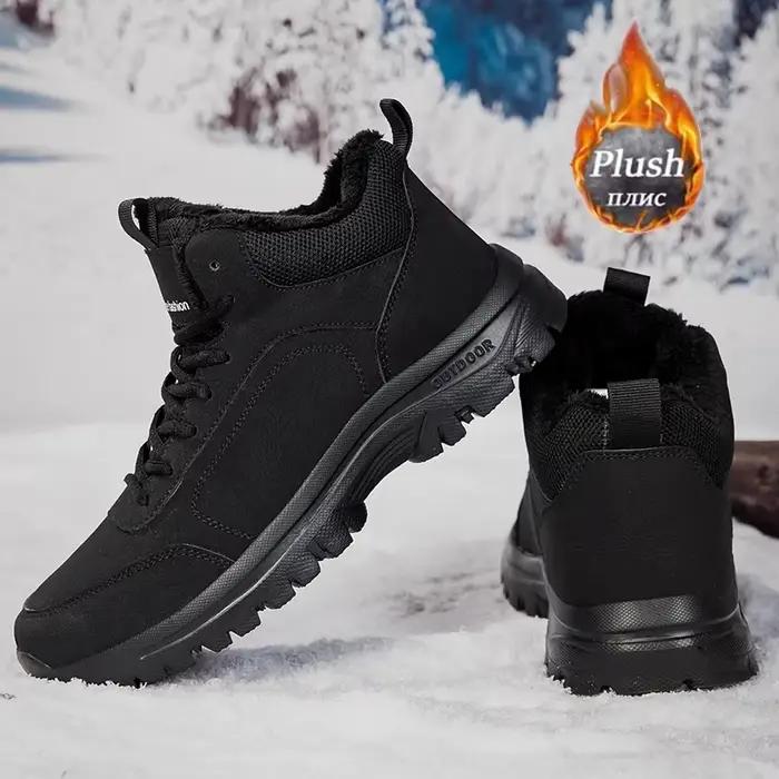 ELUVA hommes bottes de neige imperméables bottes d'hiver doublé de fourrure antidérapant léger confort thermique randonnée chaussures de travail en plein air homme