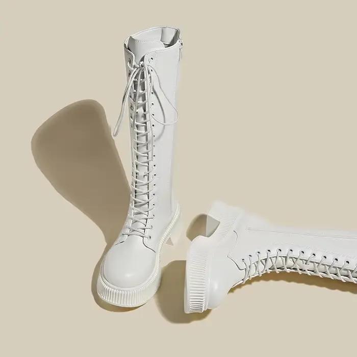 Bottes de chevalier à lacets pour femmes