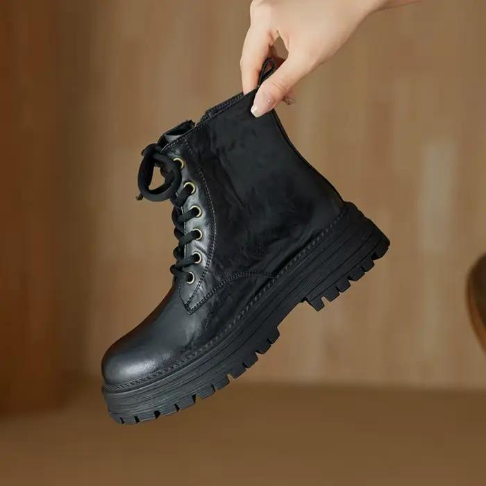 Bottes Femme Tendances 2026 Nouvelles Bottes Locomotive Rétro Plissées en Velours à Talon Épais pour Femme Chaleur Hivernale
