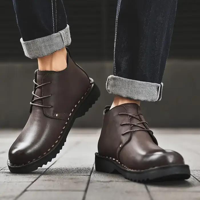 VIPadvocate-Bottes d'outillage en cuir rétro pour hommes