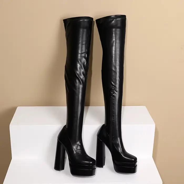 Bottes au-dessus du genou avec doublure en peluche pour femme